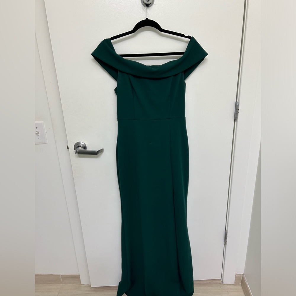 Lulus Aveline Forest Green Off-the-Shoulder Maxi Dress - Picture 3 of 9